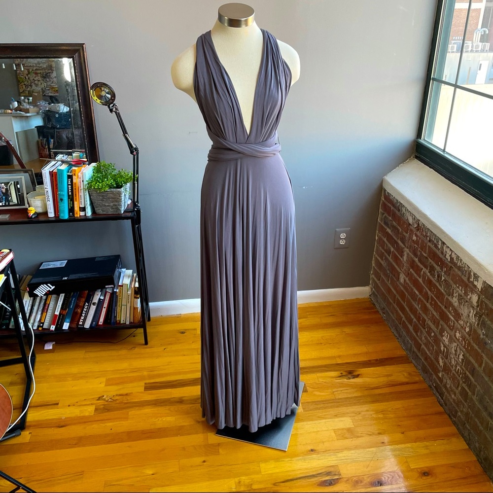 NWT Lulu’s Multi Way Maxi Dress, Steel Gray, Size M